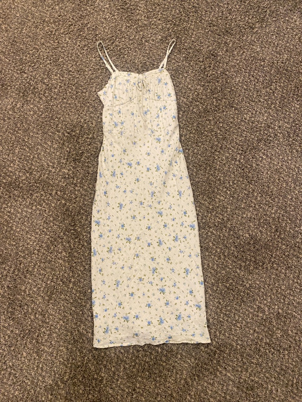 wild fable Cream Dress with Blue Floral Print
